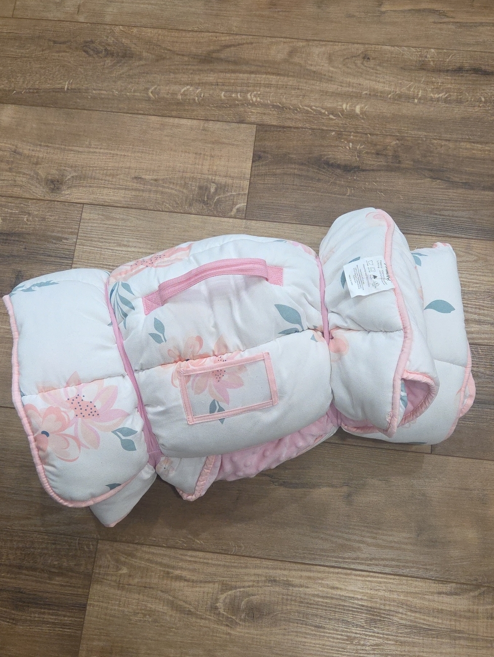Floral Toddler Nap Mat with Pink Minky Lining